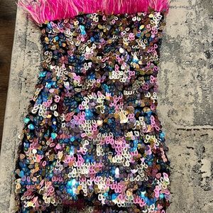Sequin and Feather Dress